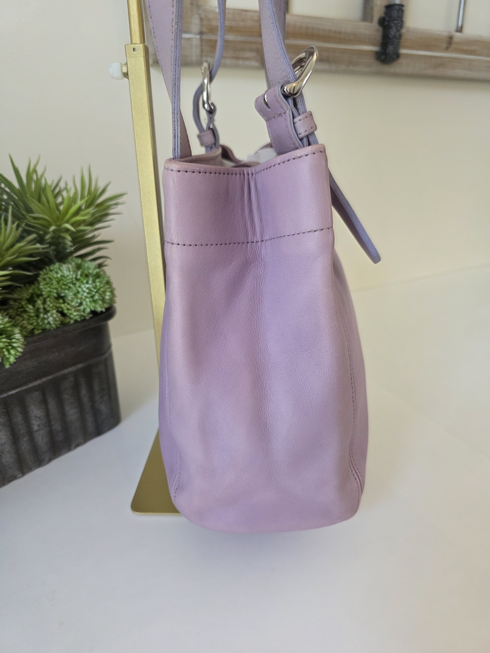 Vintage Coach Soho Buckle Shoulder Bag Lilac Lavender Glove Tanned Leather Y2k - Picture 5 of 15